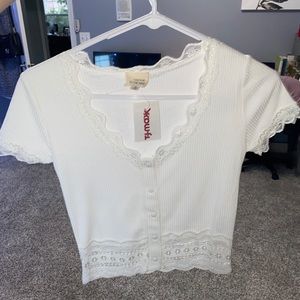 White Lace Crop Top
